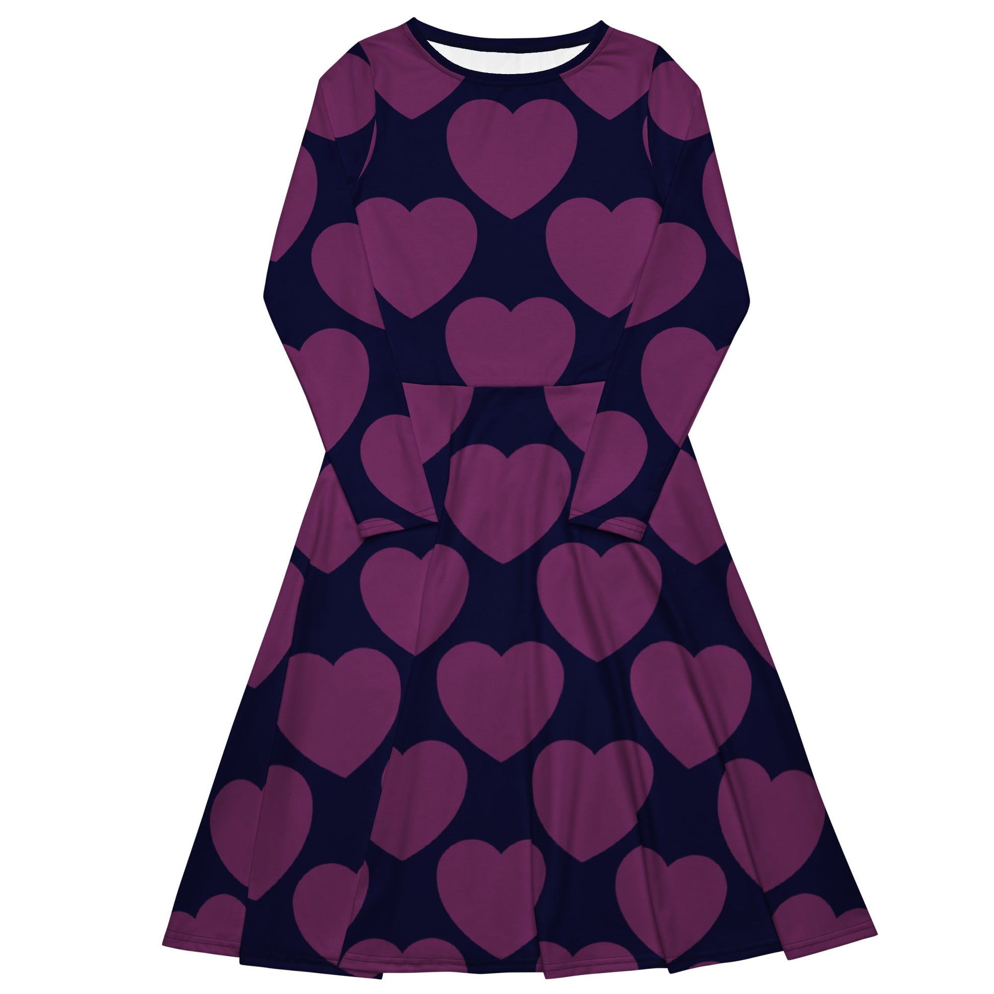 Midi Dress - ELLIE LOVE plum - Bold Heart Print