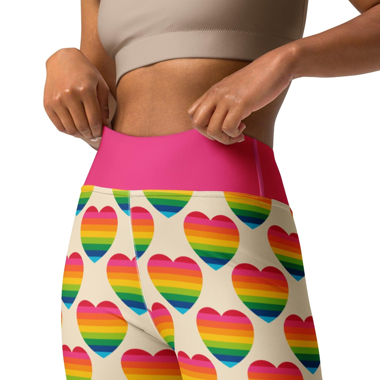 Yoga Leggings -2- ELLIE LOVE rainbow - Bold Heart Print