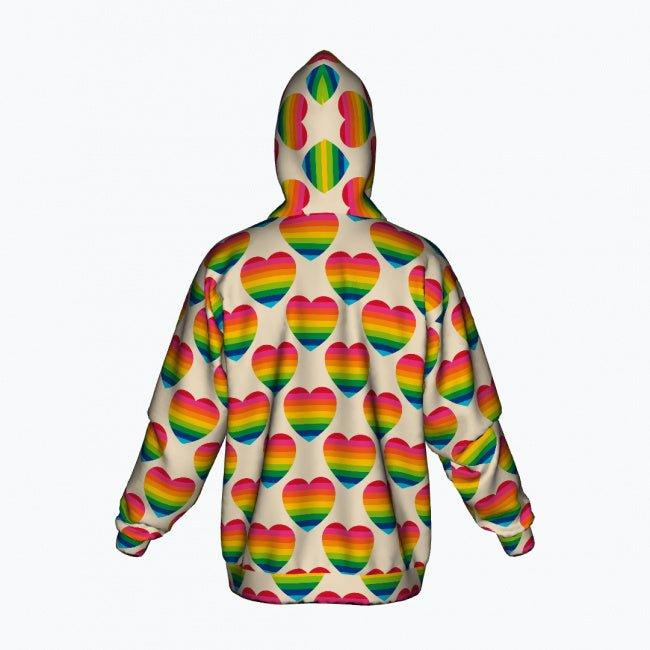 Cotton Zipper Hoodie - ELLIE LOVE rainbow - Bold Heart Print