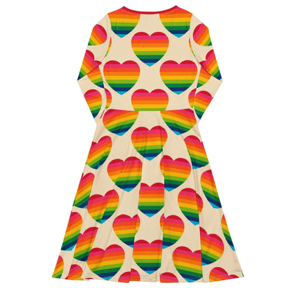 Midi Dress - ELLIE LOVE rainbow - Bold Heart Print