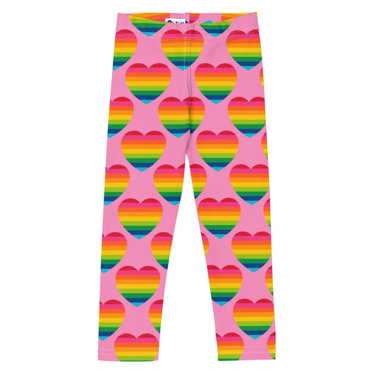 Kids' Leggings -2- ELLIE LOVE rainbow pink - Bold Heart Print