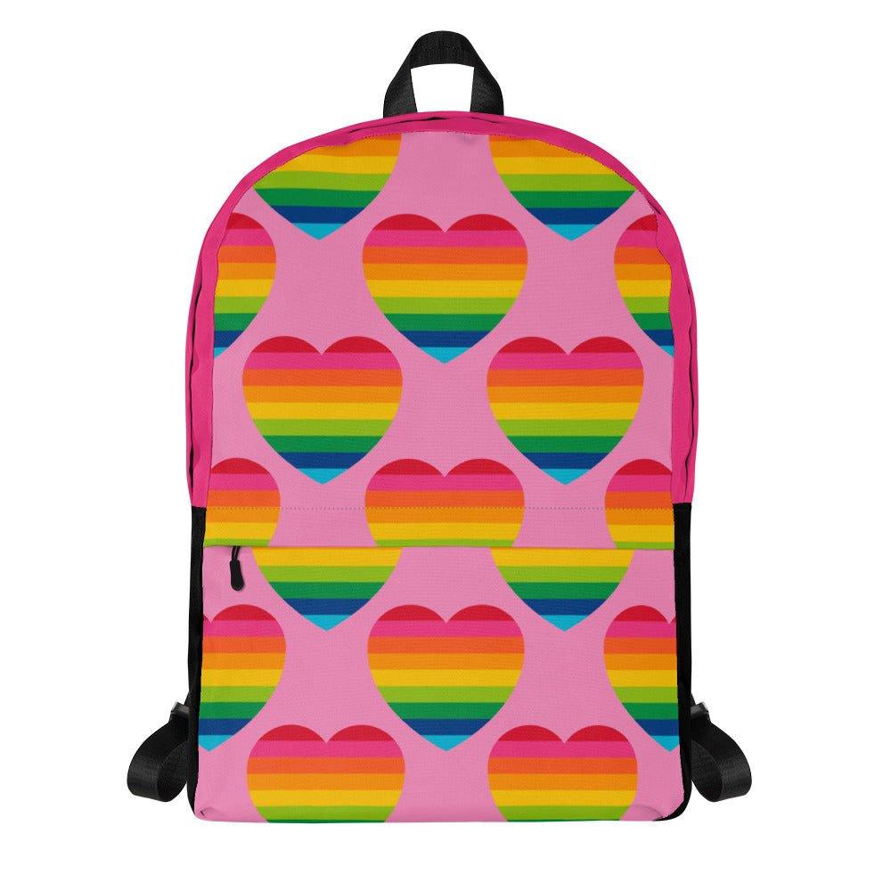 Backpack - ELLIE LOVE rainbow pink - Bold Heart Print