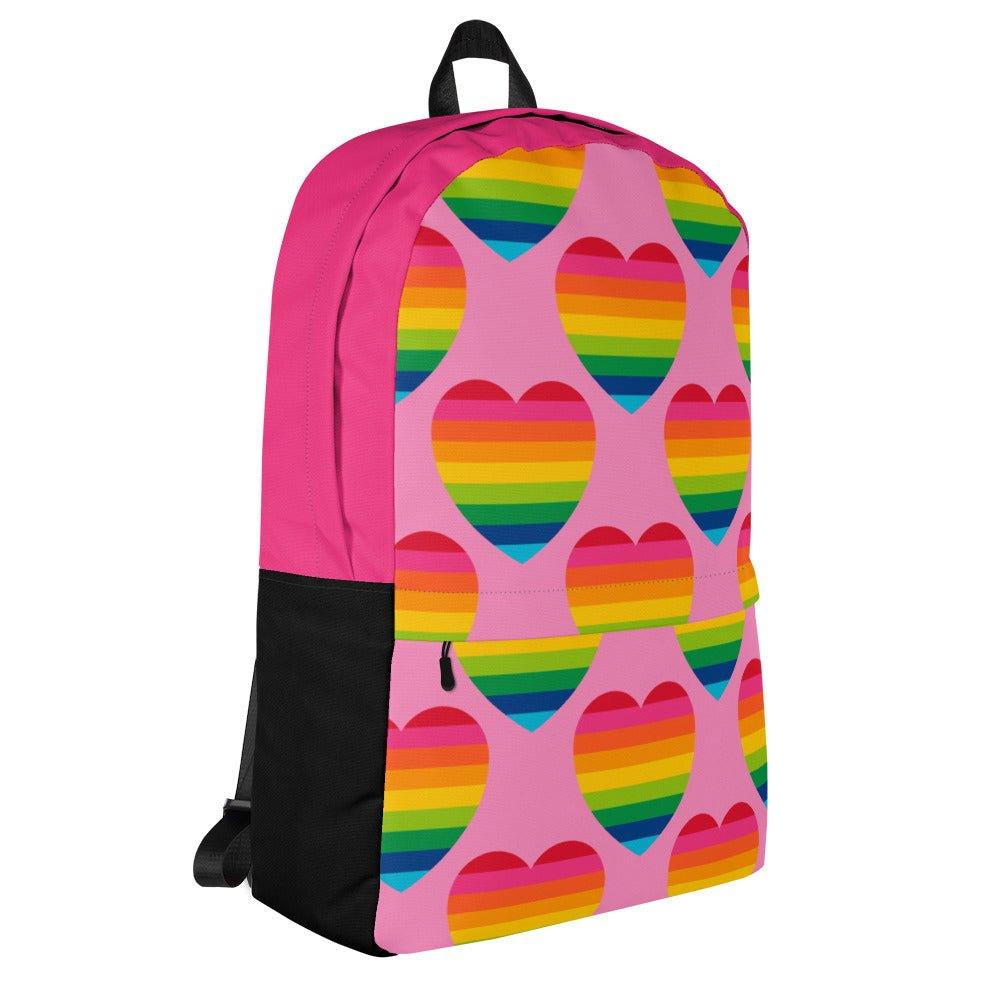 Backpack - ELLIE LOVE rainbow pink - Bold Heart Print
