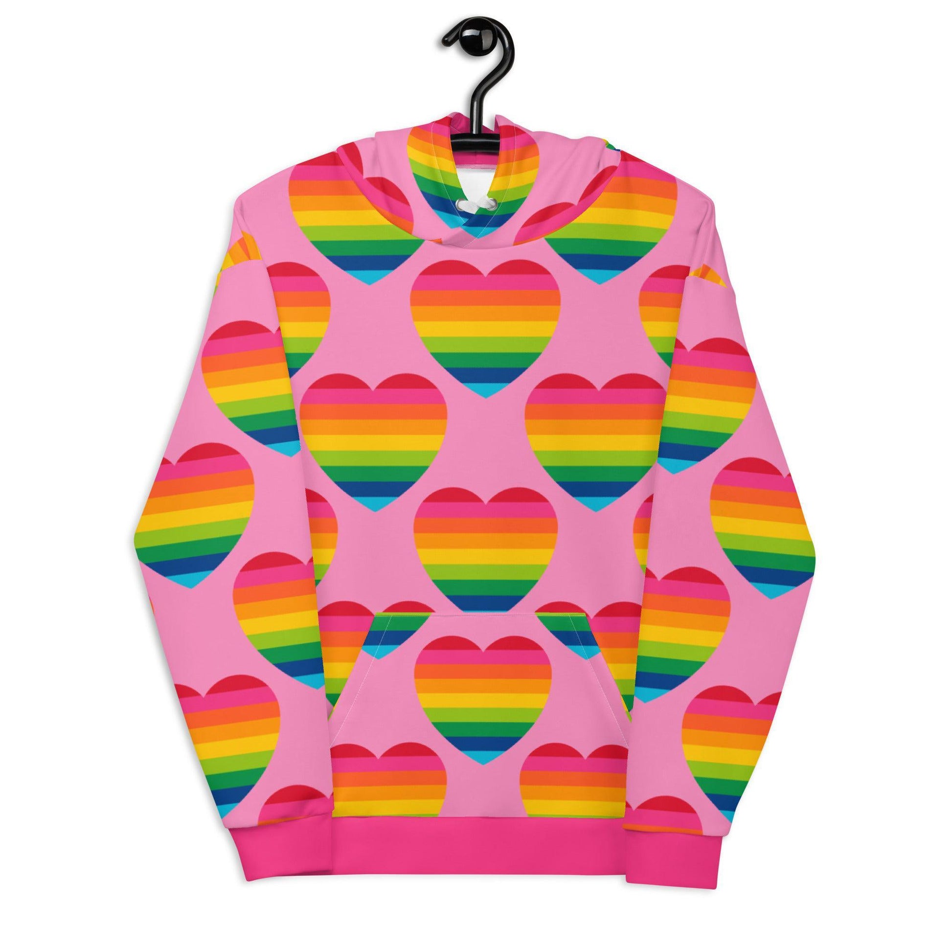 Hoodie - ELLIE LOVE rainbow pink - Bold Heart Print