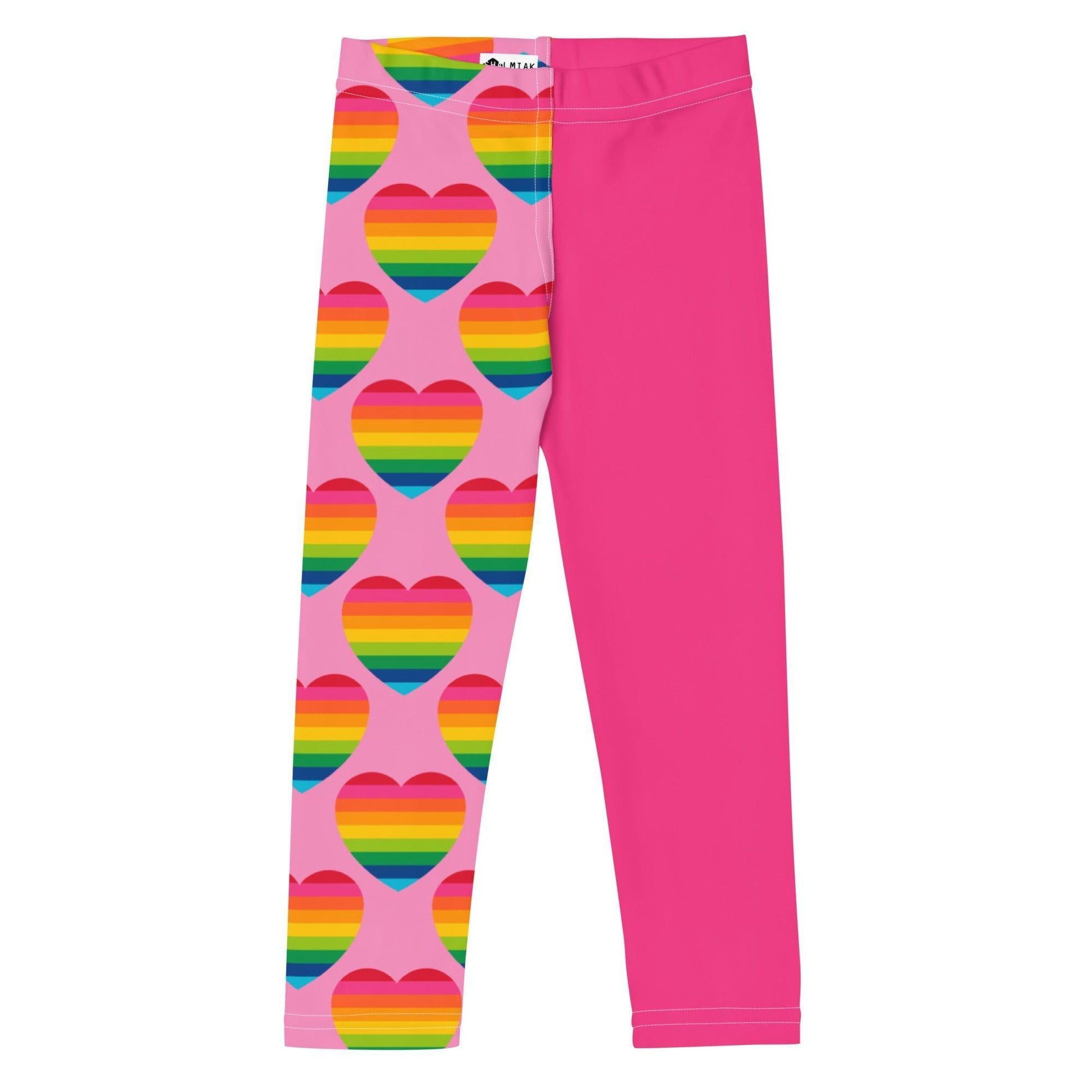 Kids' Leggings - ELLIE LOVE rainbow pink - Bold Heart Print