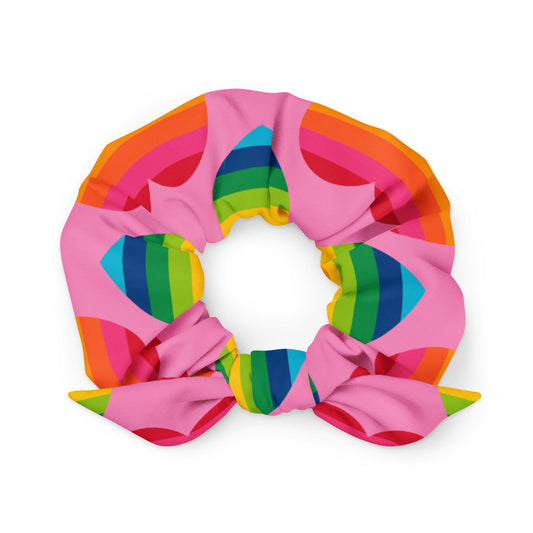 Scrunchie - ELLIE LOVE rainbow pink - Bold Heart Print