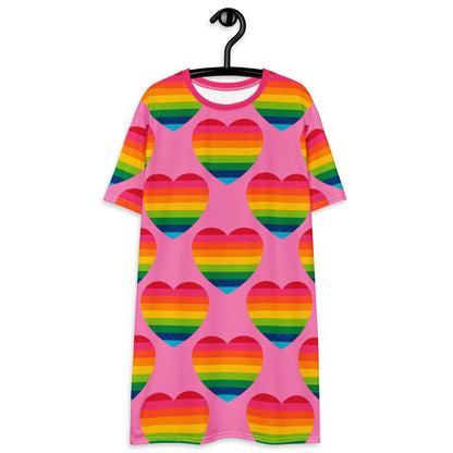 T-Shirt Dress - ELLIE LOVE rainbow pink - Bold Heart Print