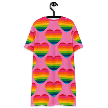 T-Shirt Dress - ELLIE LOVE rainbow pink - Bold Heart Print