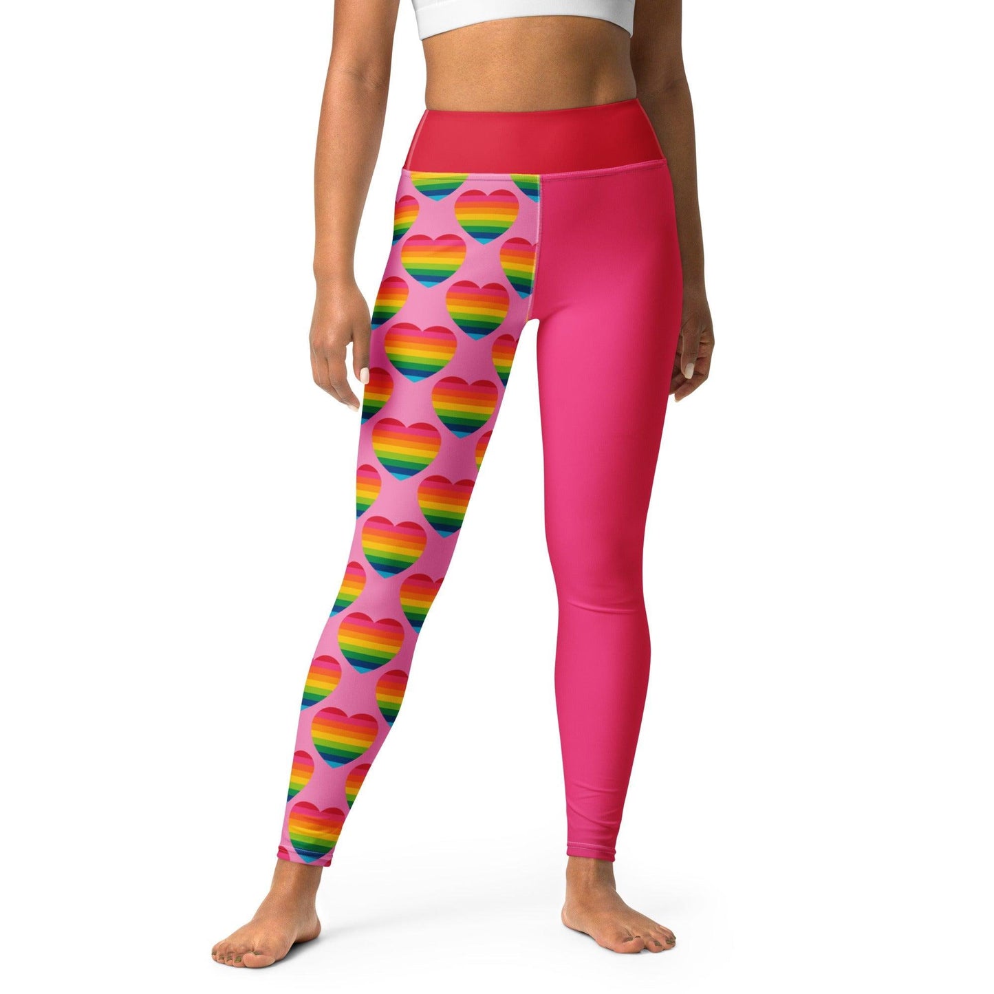 Yoga Leggings - ELLIE LOVE rainbow pink - Bold Heart Print