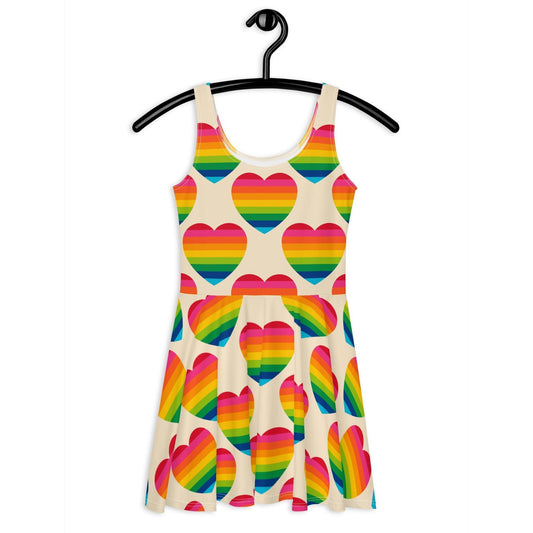 Skater Dress - ELLIE LOVE rainbow - Bold Heart Print