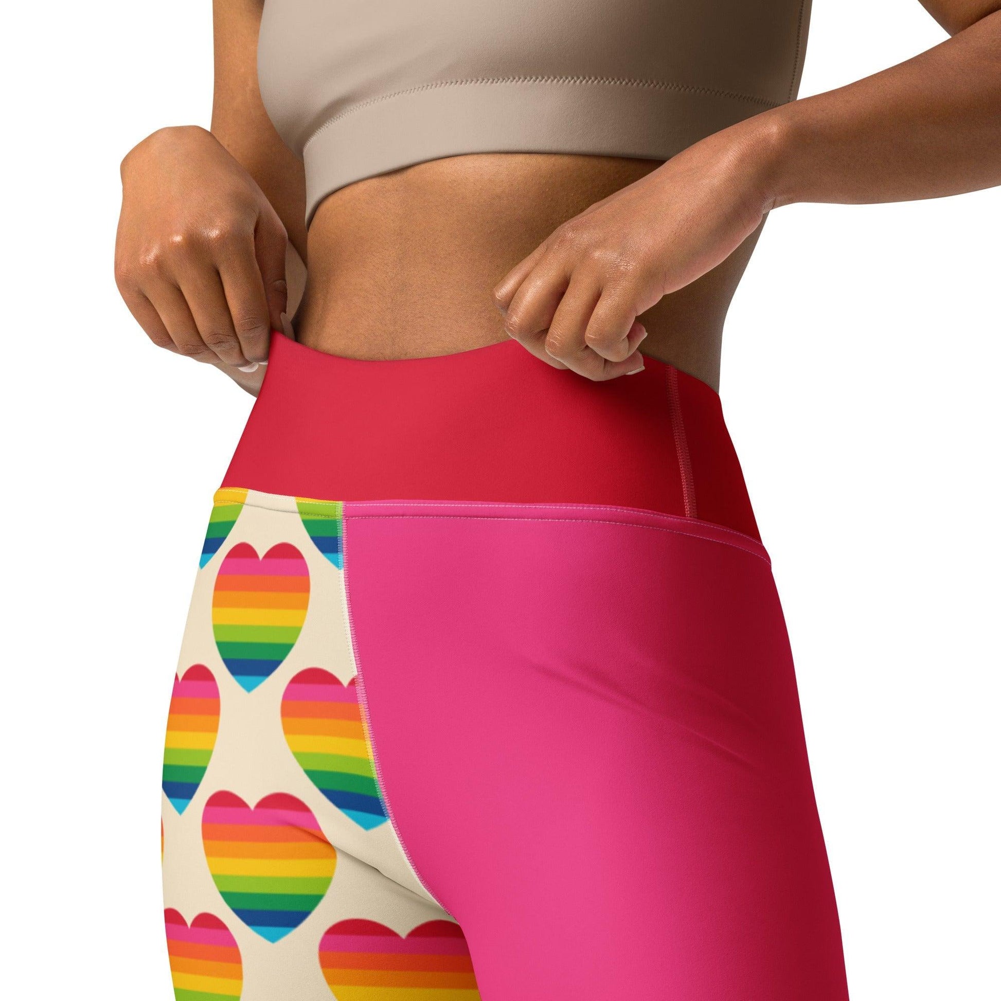 Yoga Leggings - ELLIE LOVE rainbow - Bold Heart Print
