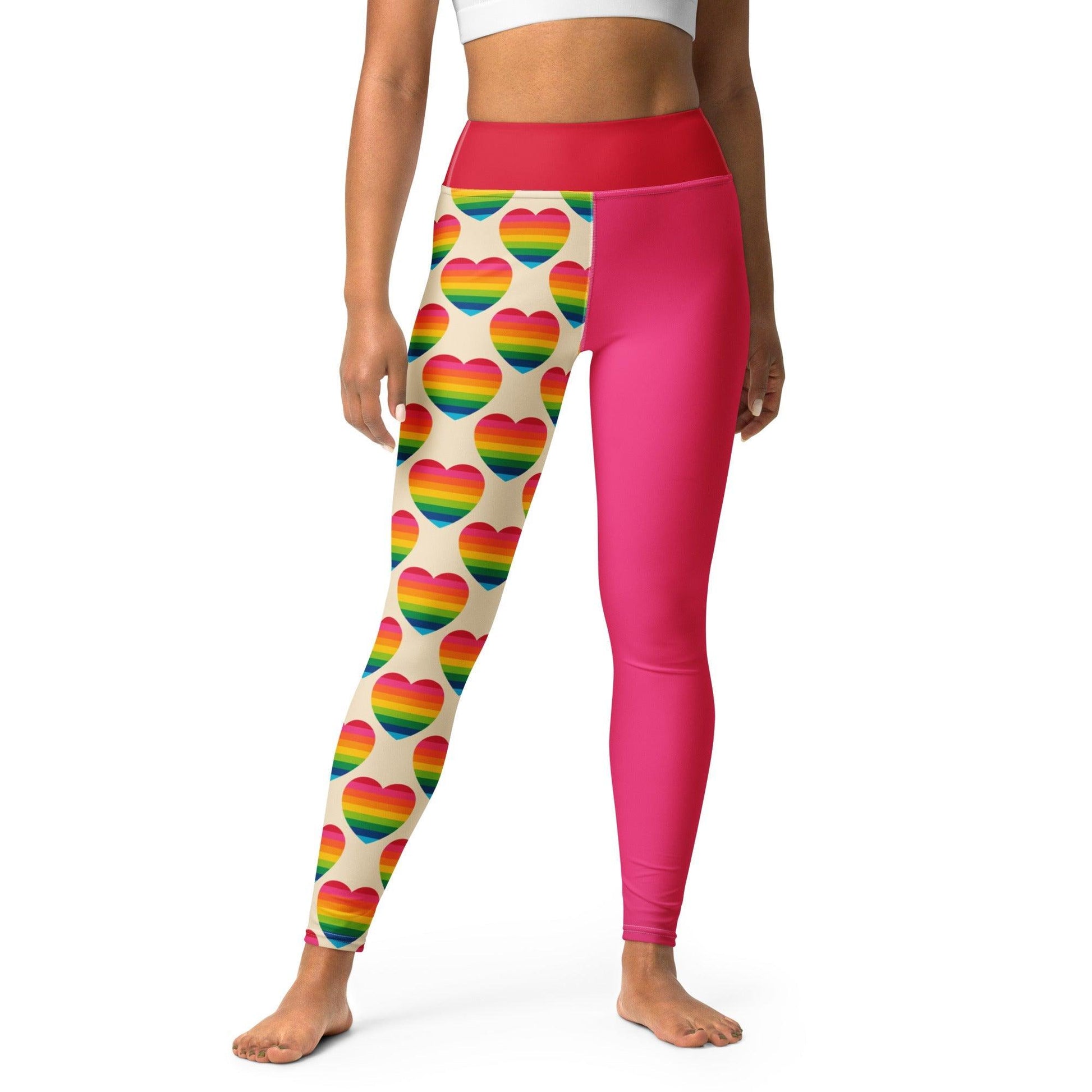 Yoga Leggings - ELLIE LOVE rainbow - Bold Heart Print