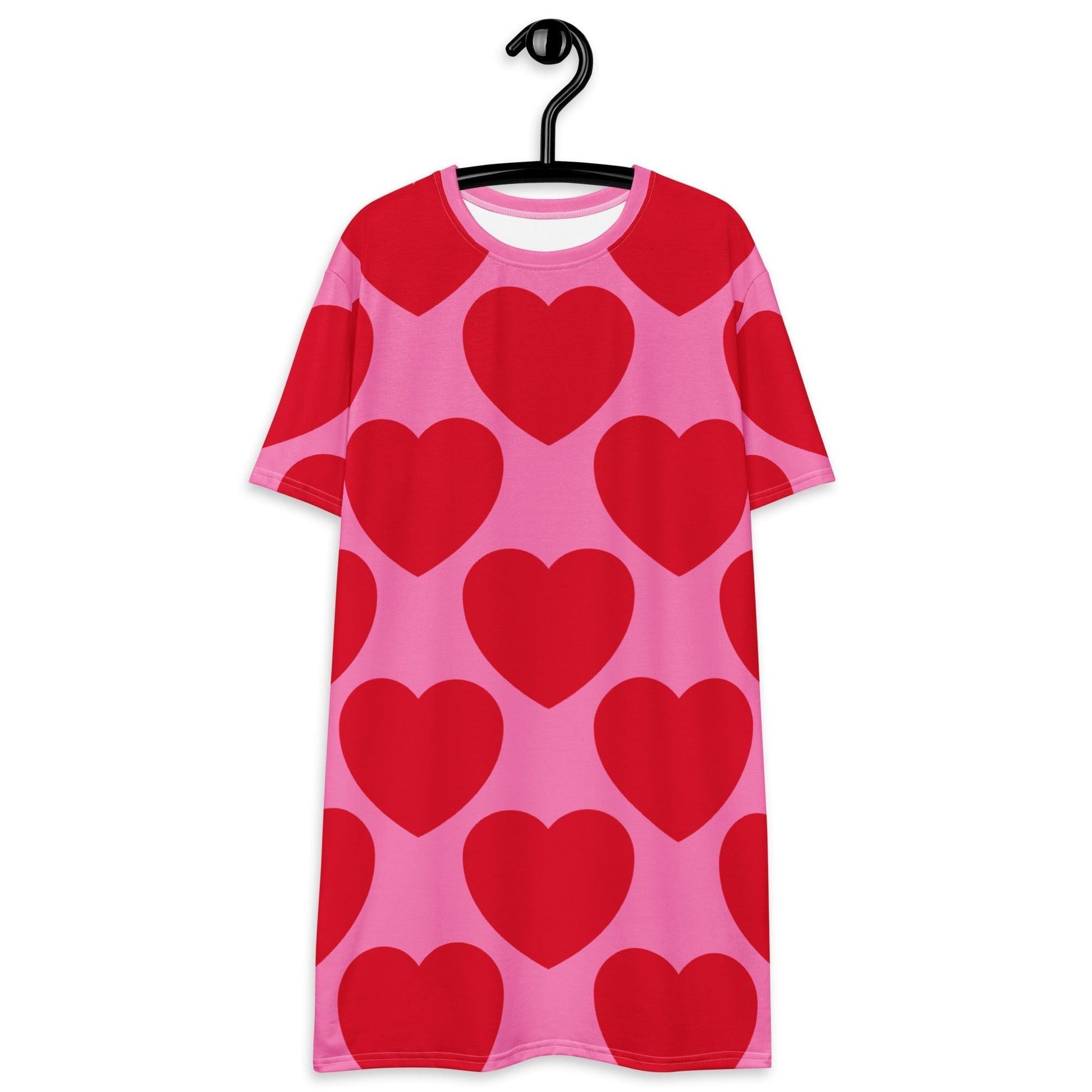 T-Shirt Dress - ELLIE LOVE red - Bold Heart Print