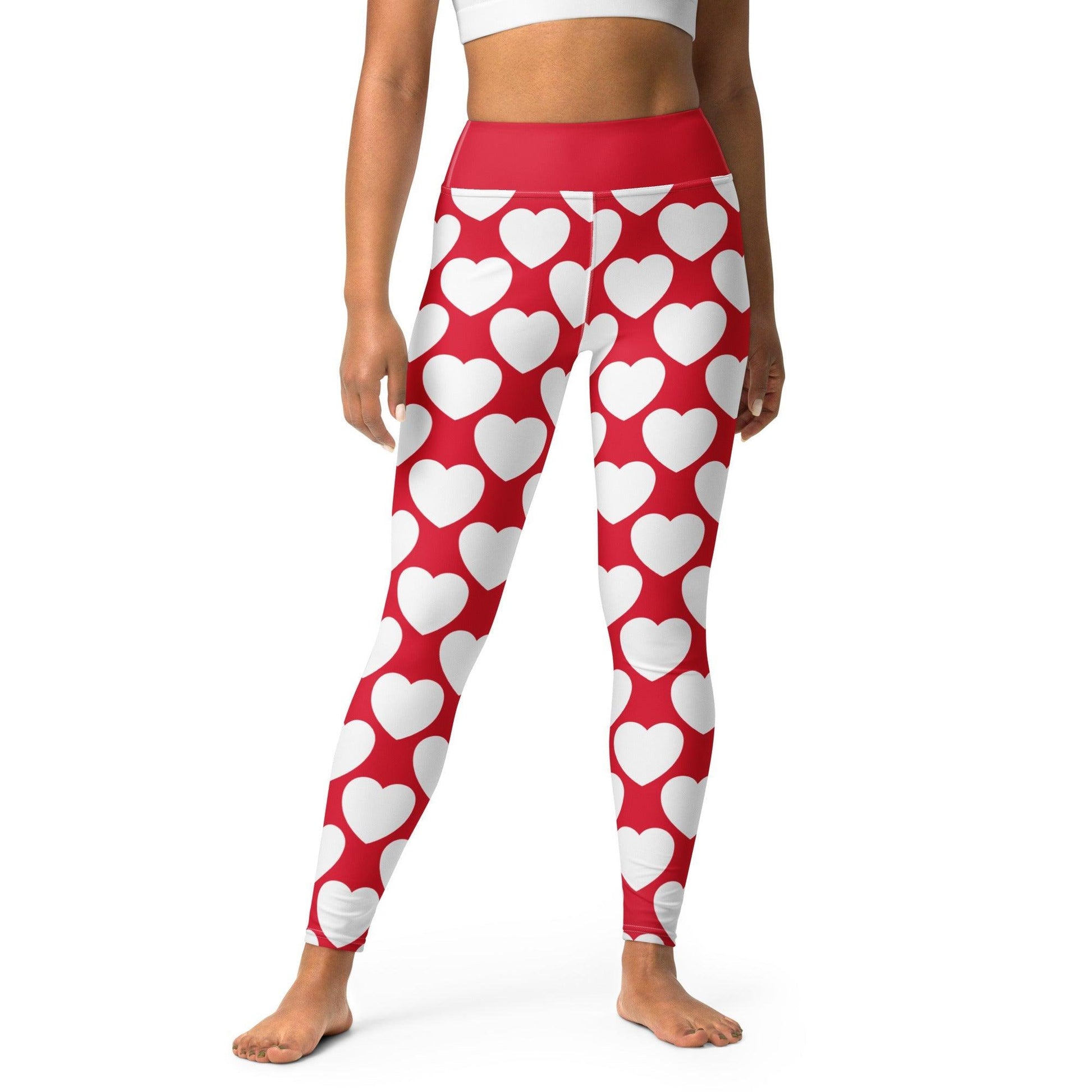 Bold Heart Print - ELLIE LOVE red white -2- Yoga Leggings