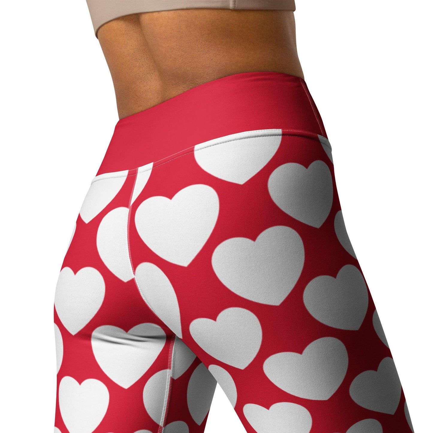 Bold Heart Print - ELLIE LOVE red white -2- Yoga Leggings