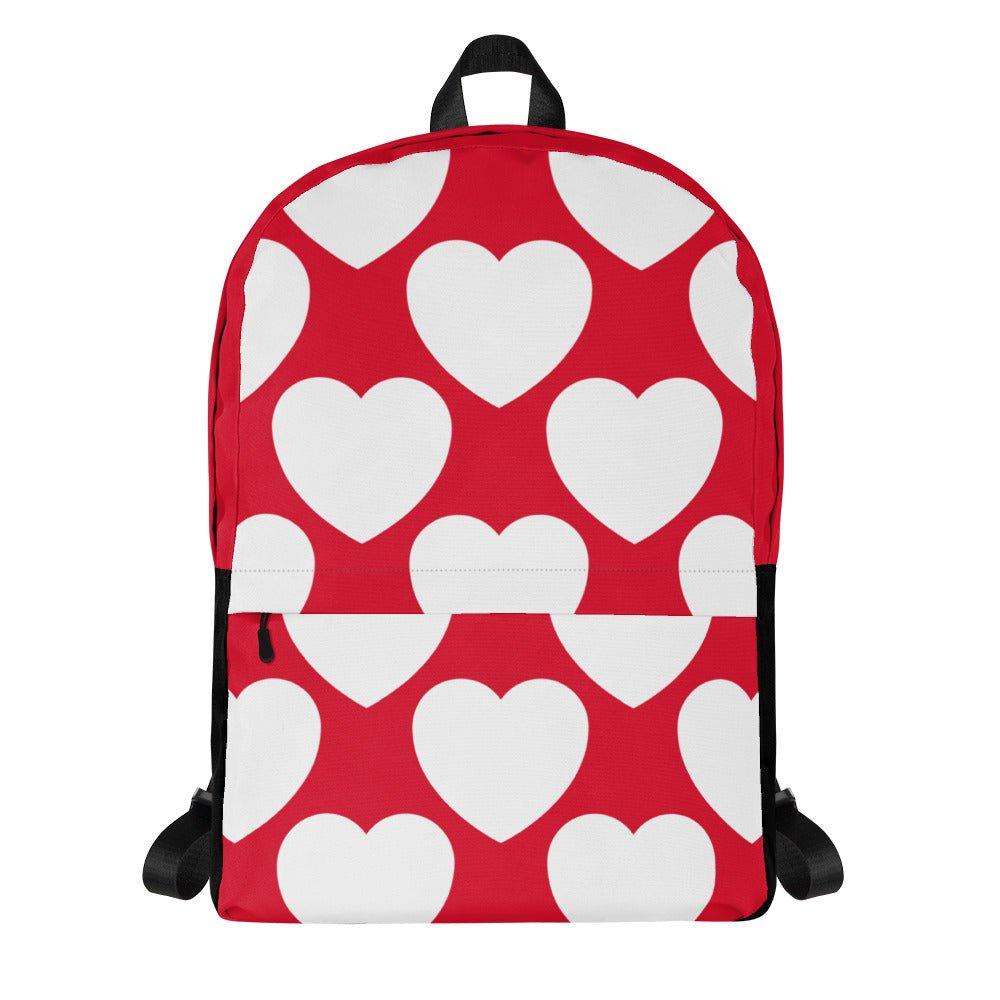 Backpack - ELLIE LOVE red white - Bold Heart Print