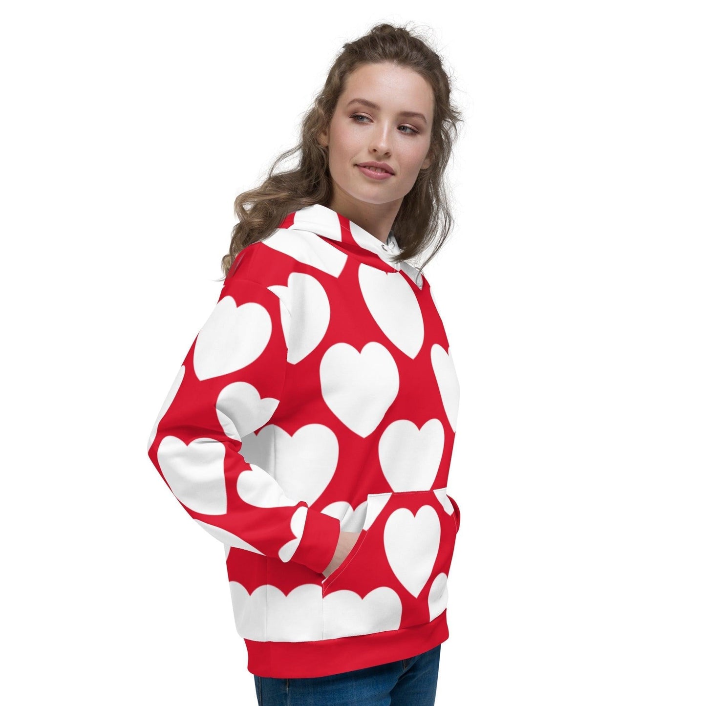 Hoodie - ELLIE LOVE red white - Bold Heart Print