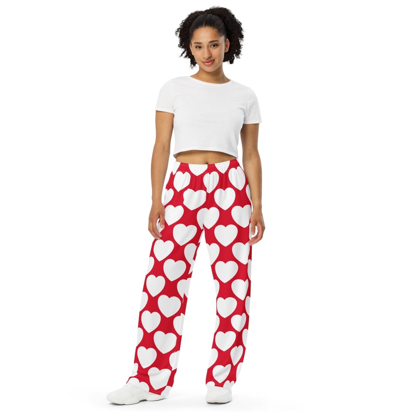 Pants - ELLIE LOVE red white - Bold Heart Print