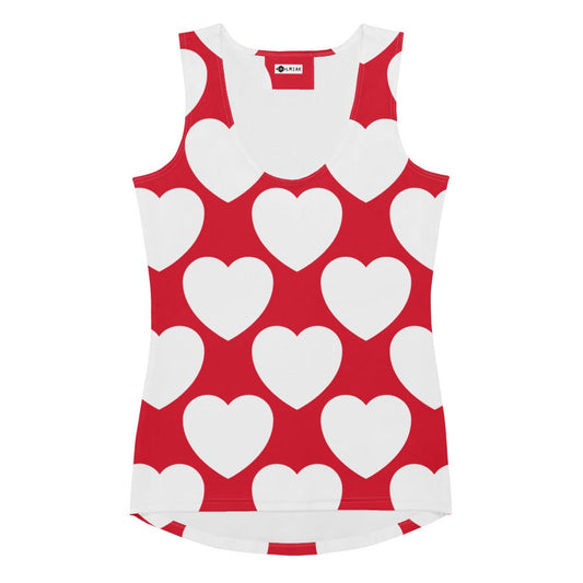 Tank Top - ELLIE LOVE red white - Bold Heart Print