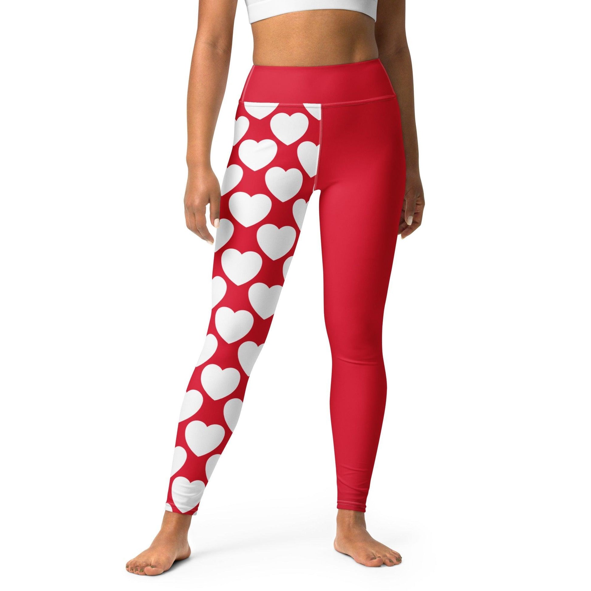 Yoga Leggings - ELLIE LOVE red white - Bold Heart Print