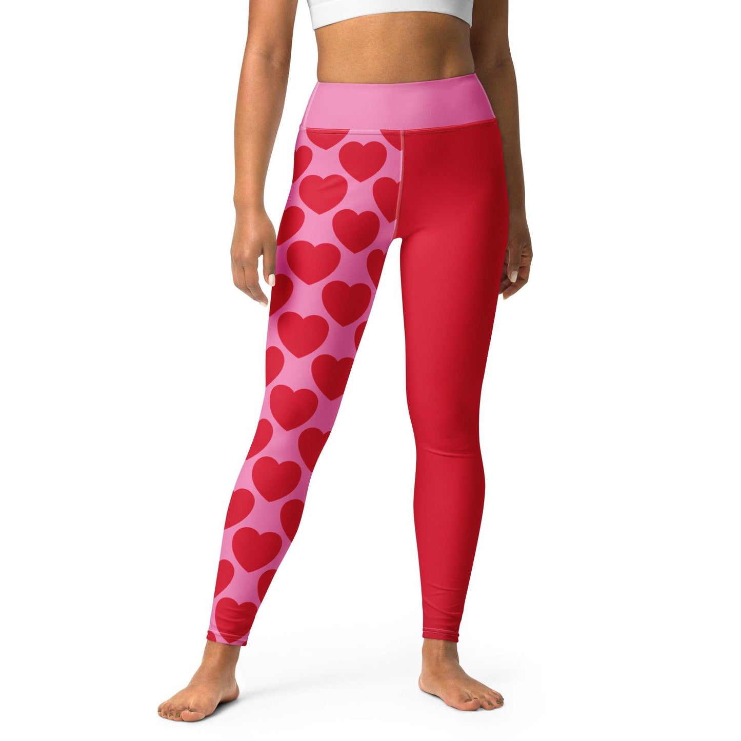 Yoga Leggings - ELLIE LOVE red - Bold Heart Print