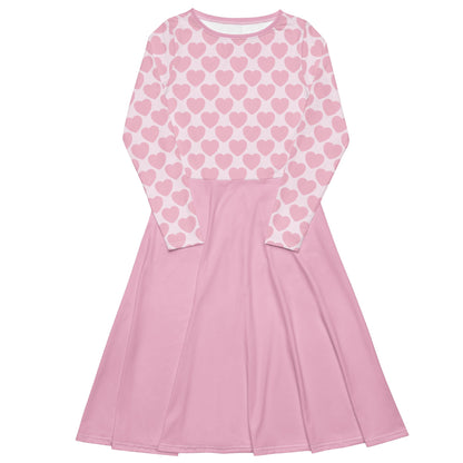 Midi Dress - ELLIE LOVE tender pink - Bold Heart Print