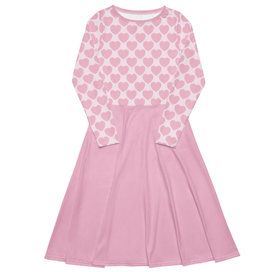 Midi Dress - ELLIE LOVE tender pink - Bold Heart Print