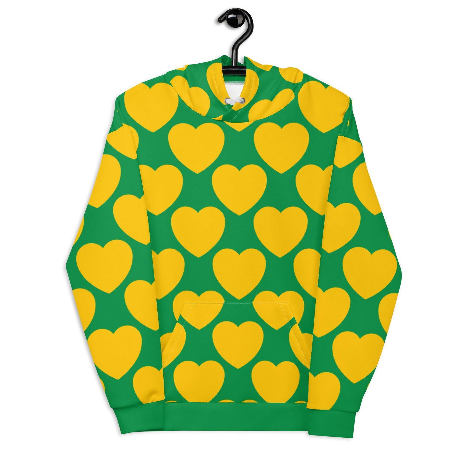 Hoodie - ELLIE LOVE yellow green - Bold Heart Print