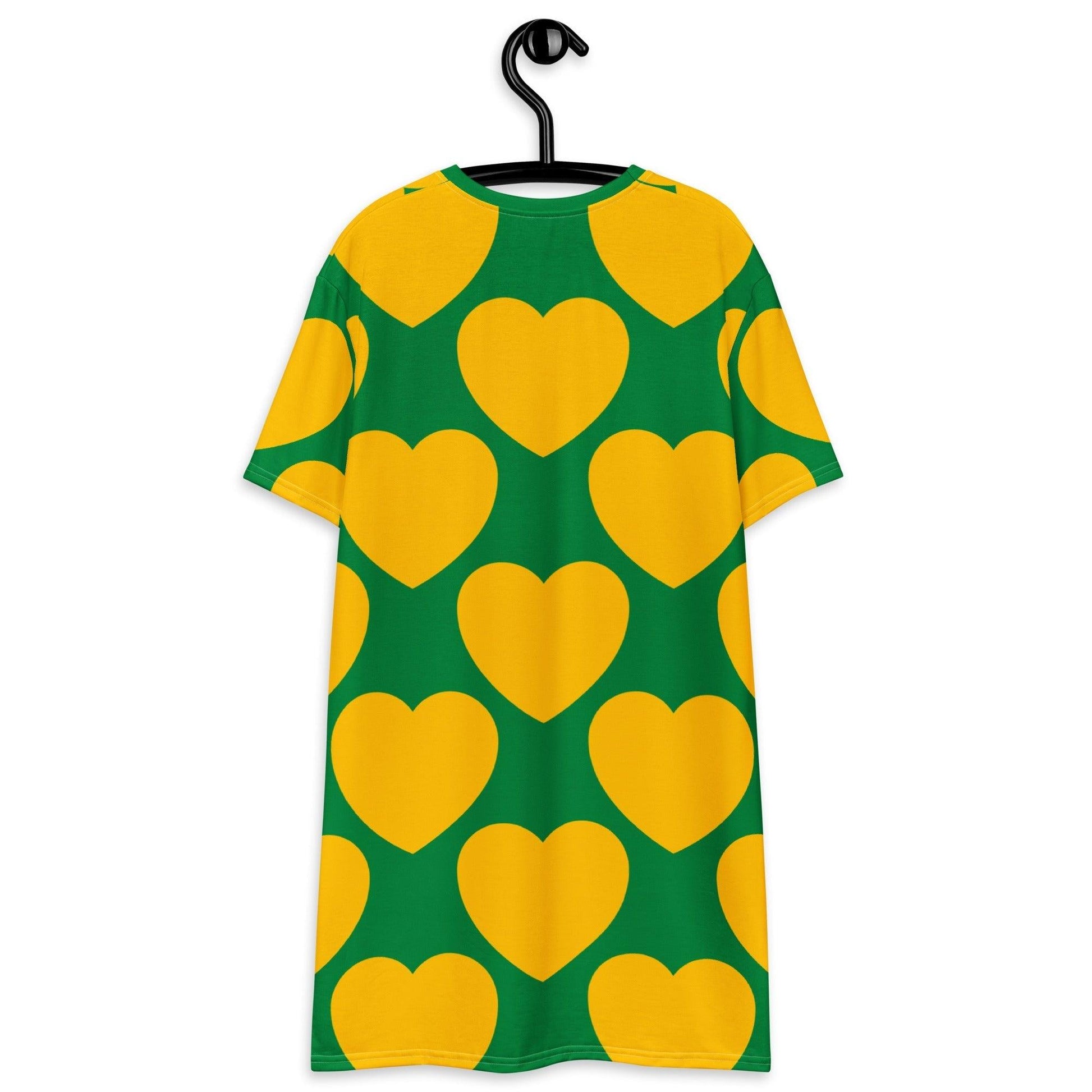 T-Shirt Dress - ELLIE LOVE yellow green - Bold Heart Print