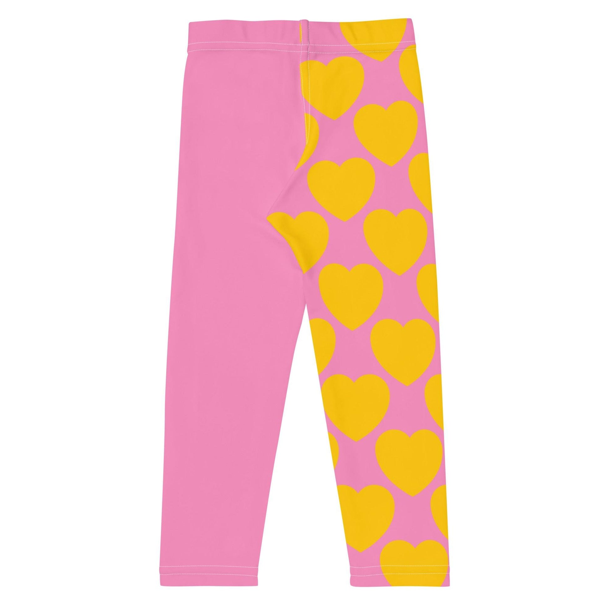 Kids' Leggings - ELLIE LOVE yellow pink - Bold Heart Print