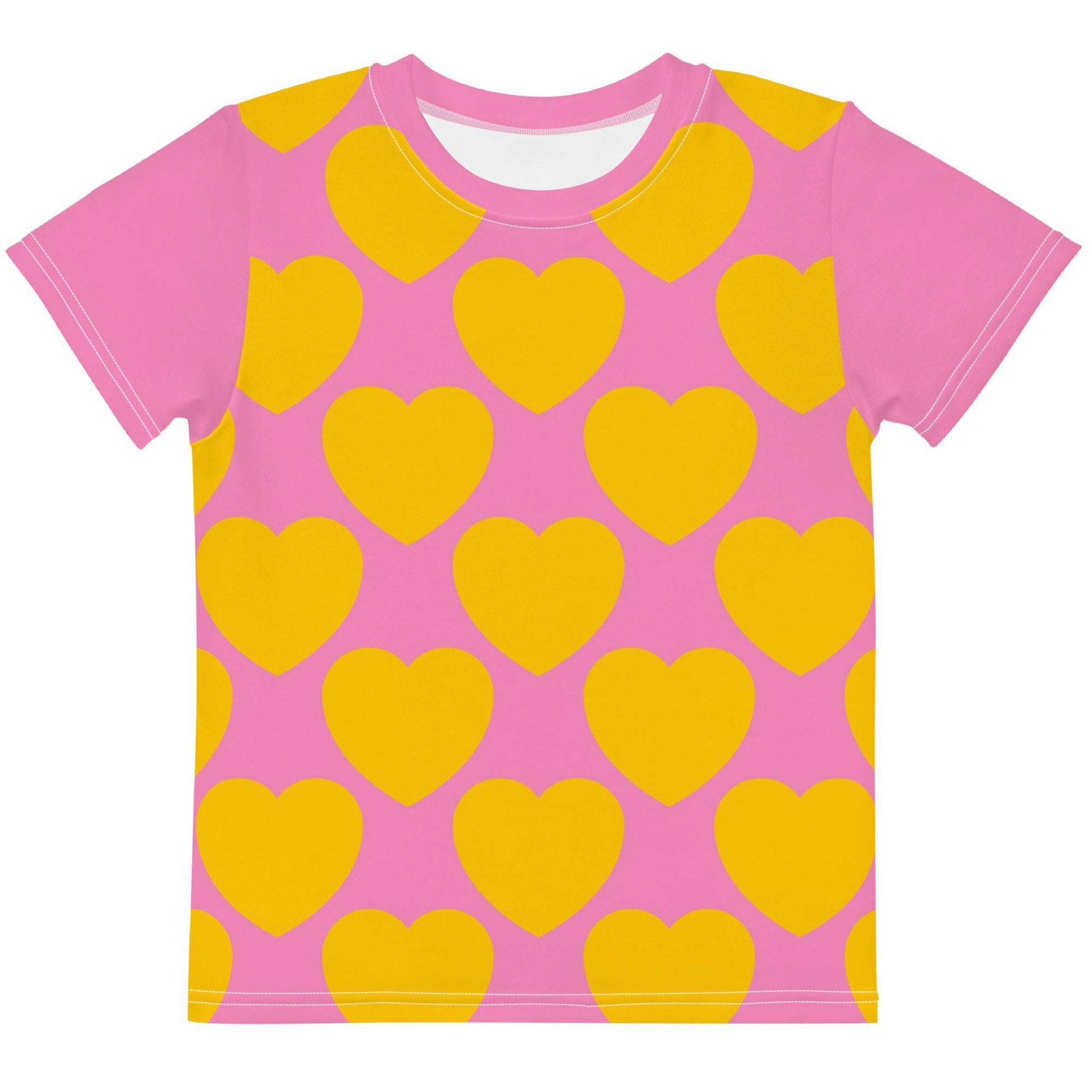Kids' T-Shirt - ELLIE LOVE yellow pink - Bold Heart Print