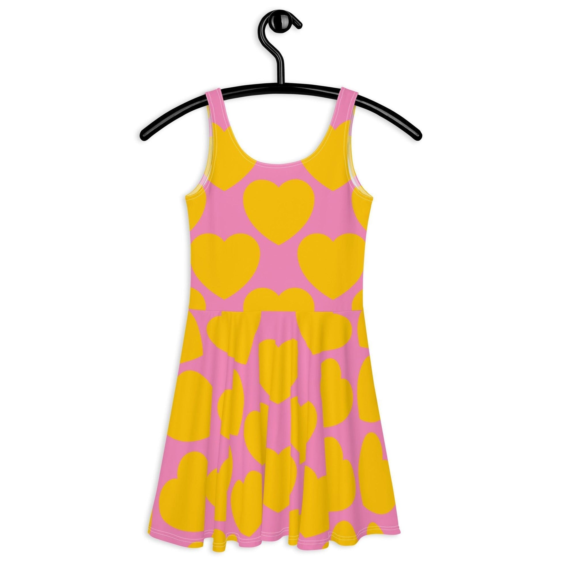 Skater Dress - ELLIE LOVE yellow pink - Bold Heart Print