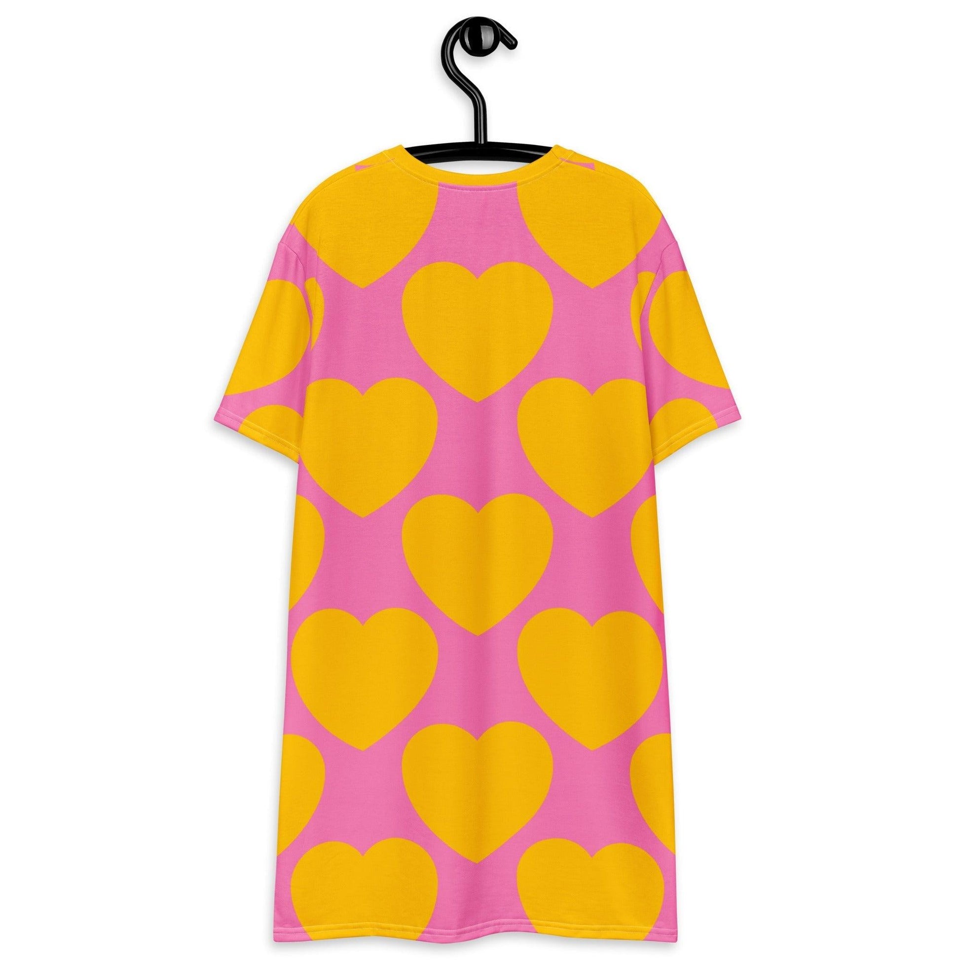 T-Shirt Dress - ELLIE LOVE yellow pink - Bold Heart Print