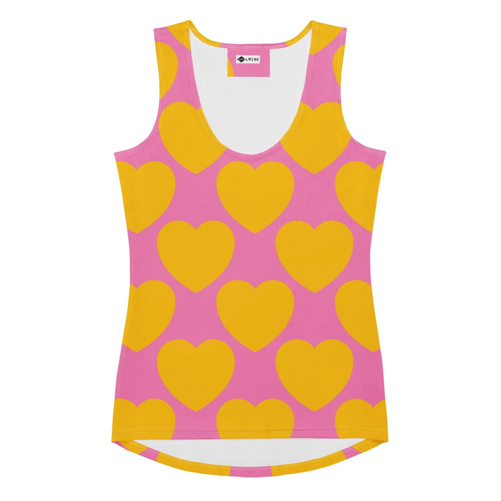 Tank Top - ELLIE LOVE yellow pink - Bold Heart Print