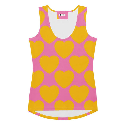 Tank Top - ELLIE LOVE yellow pink - Bold Heart Print