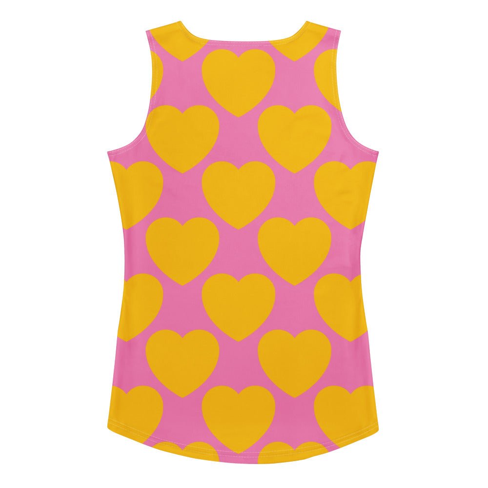 Tank Top - ELLIE LOVE yellow pink - Bold Heart Print
