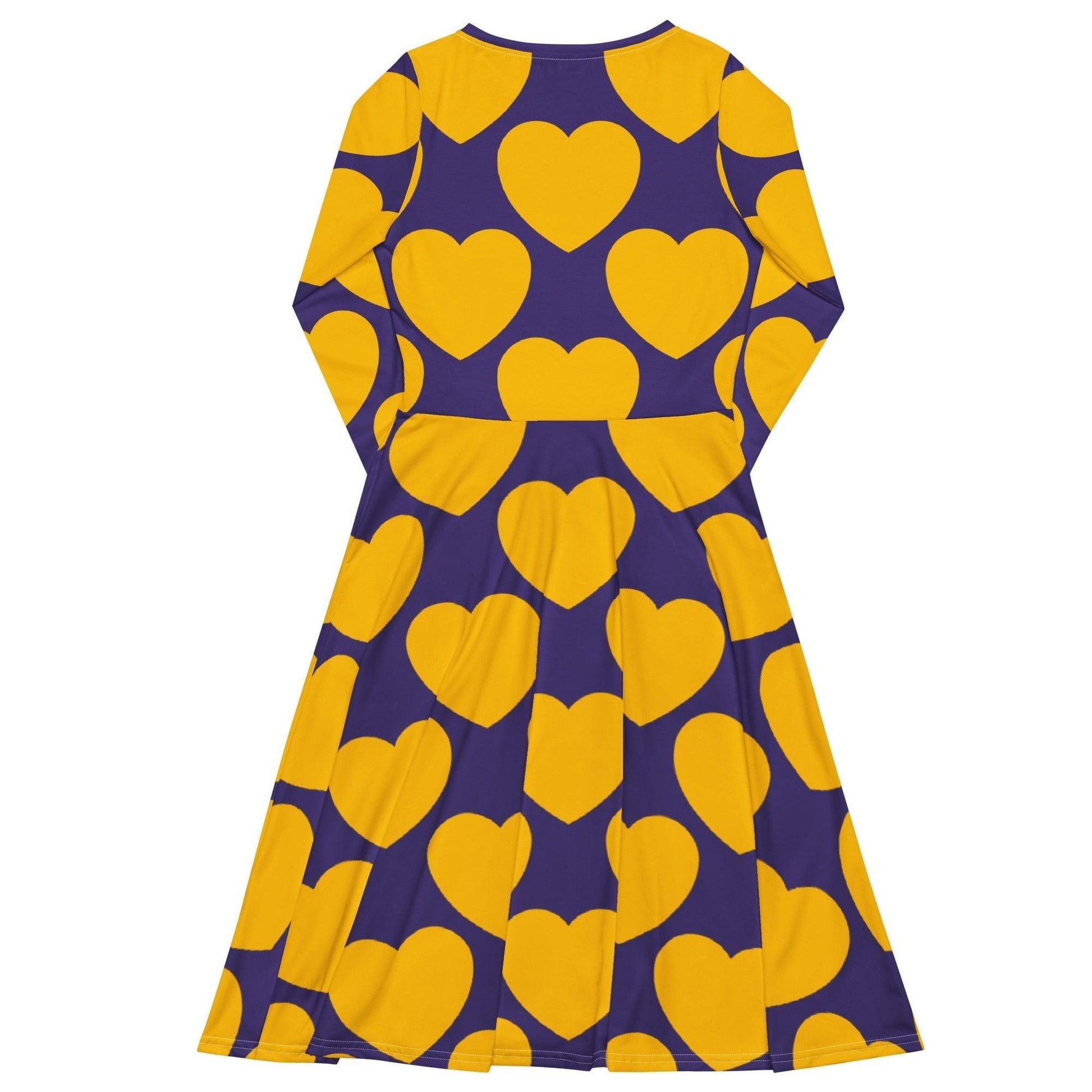 Midi Dress - ELLIE LOVE yellow purple - Bold Heart Print