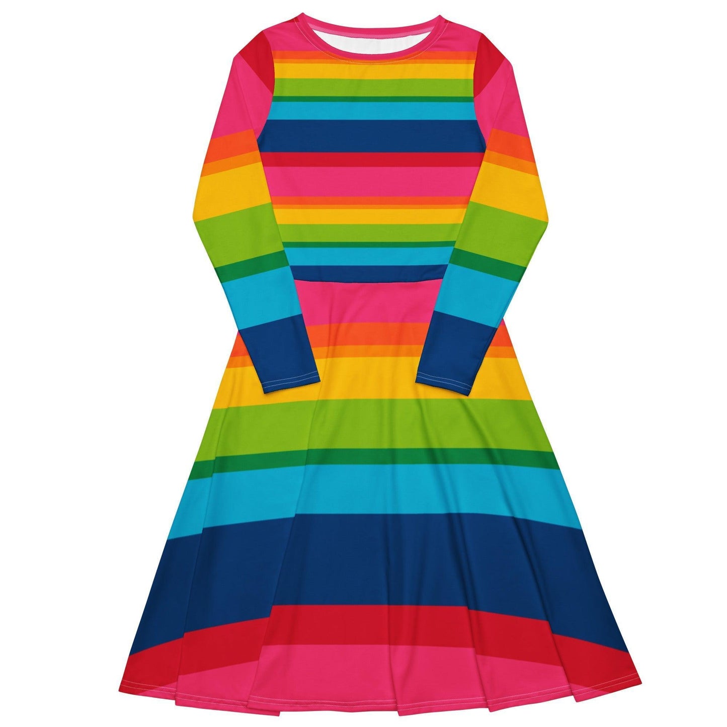 Midi Dress - ELLIE rainbow stripe - Classic Flower Print