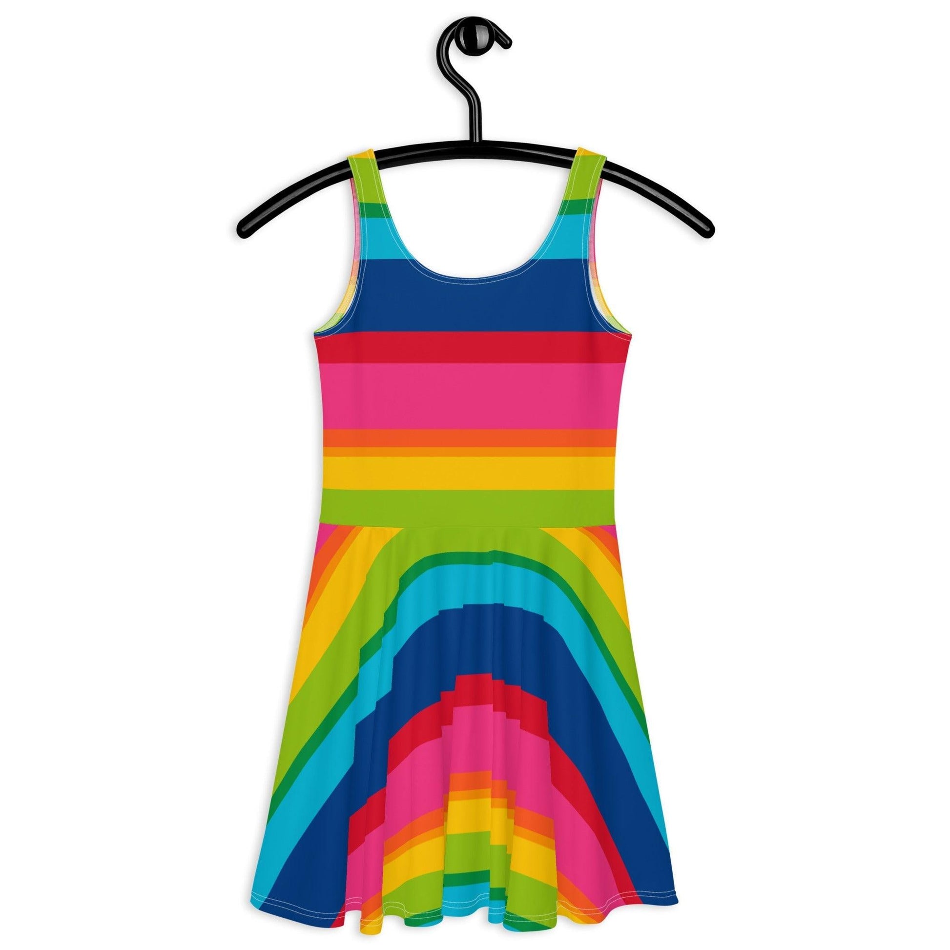 Skater Dress - ELLIE rainbow stripe - Classic Flower Print