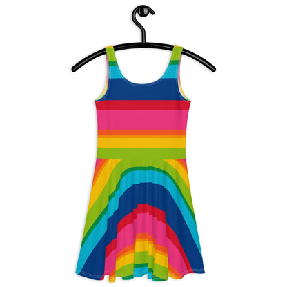 Skater Dress - ELLIE rainbow stripe - Classic Flower Print