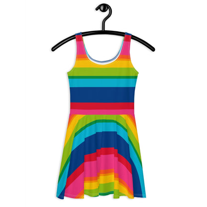 Skater Dress - ELLIE rainbow stripe - Classic Flower Print