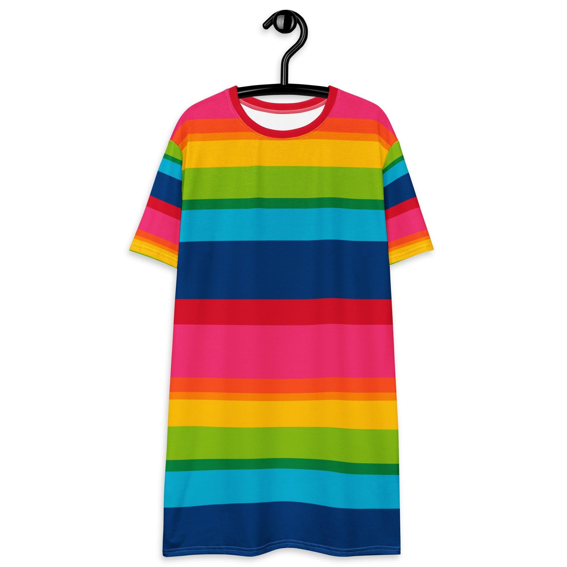 T-Shirt Dress - ELLIE rainbow stripe - Classic Flower Print