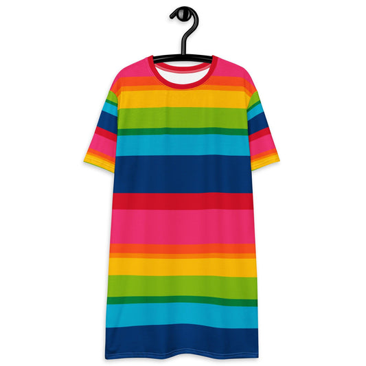 T-Shirt Dress - ELLIE rainbow stripe - Classic Flower Print