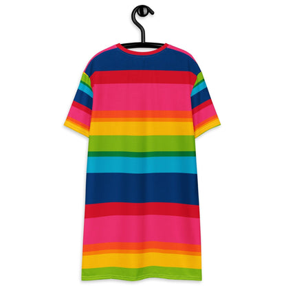 T-Shirt Dress - ELLIE rainbow stripe - Classic Flower Print