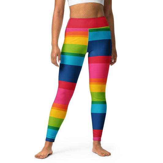 Yoga Leggings - ELLIE rainbow stripe - Classic Flower Print