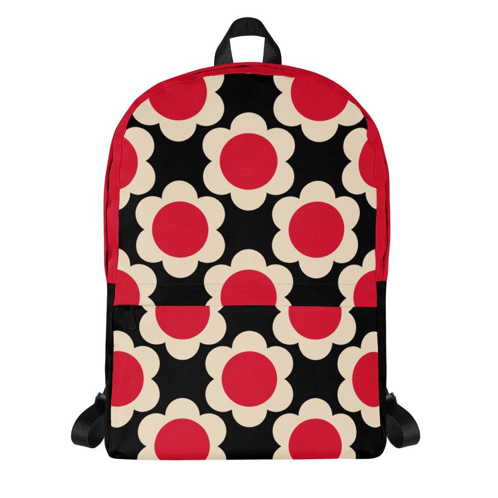 Backpack - ELLIE red black - Classic Flower Print