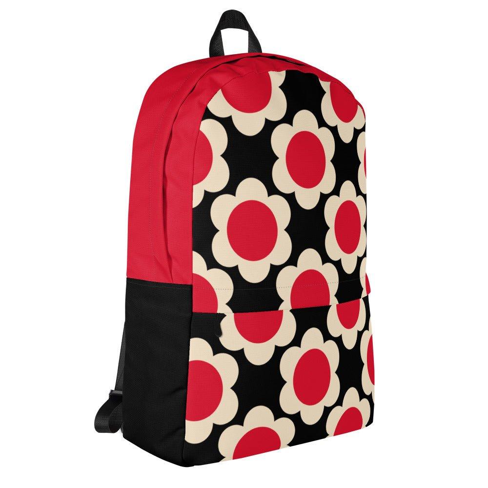 Backpack - ELLIE red black - Classic Flower Print