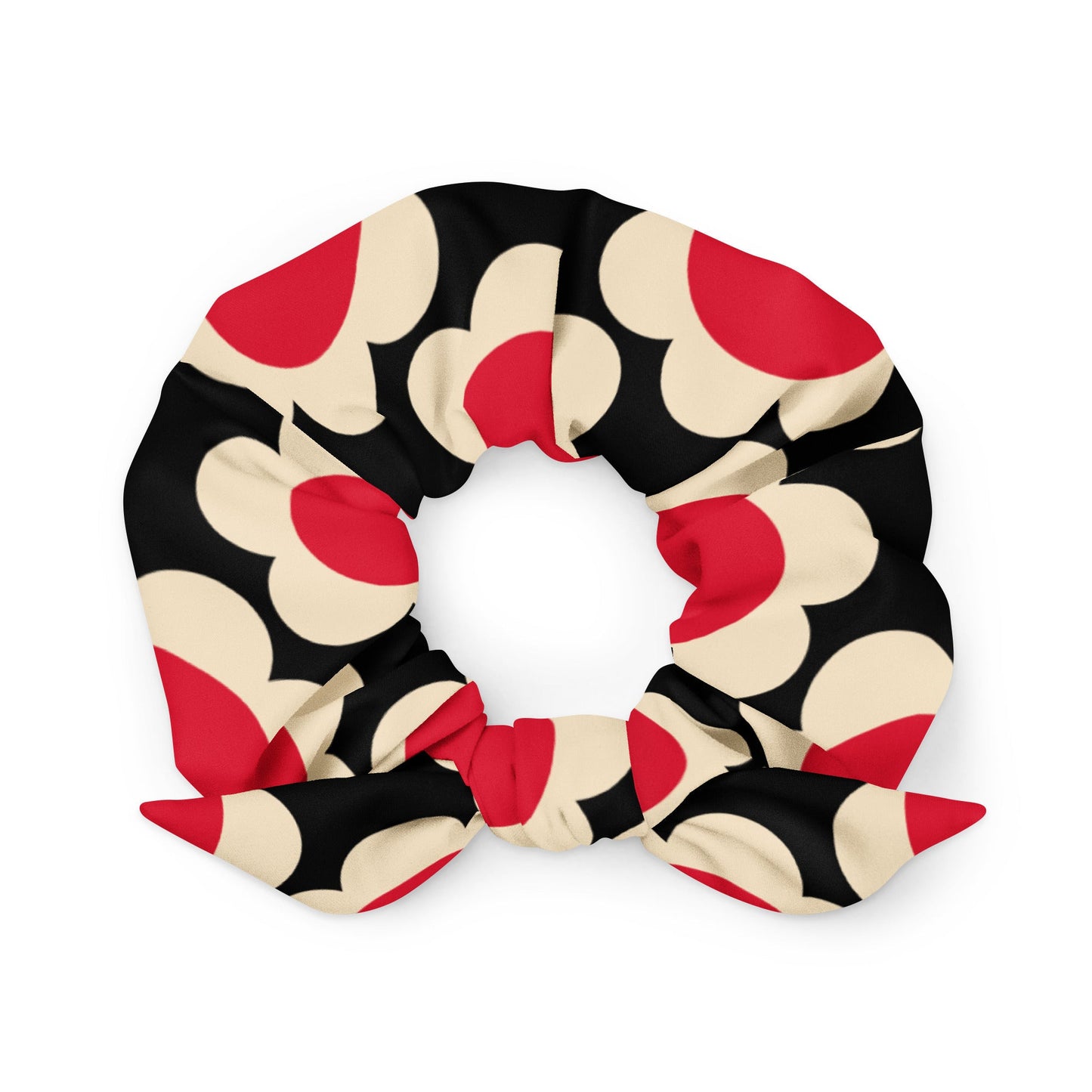 Scrunchie - ELLIE red black - Classic Flower Print
