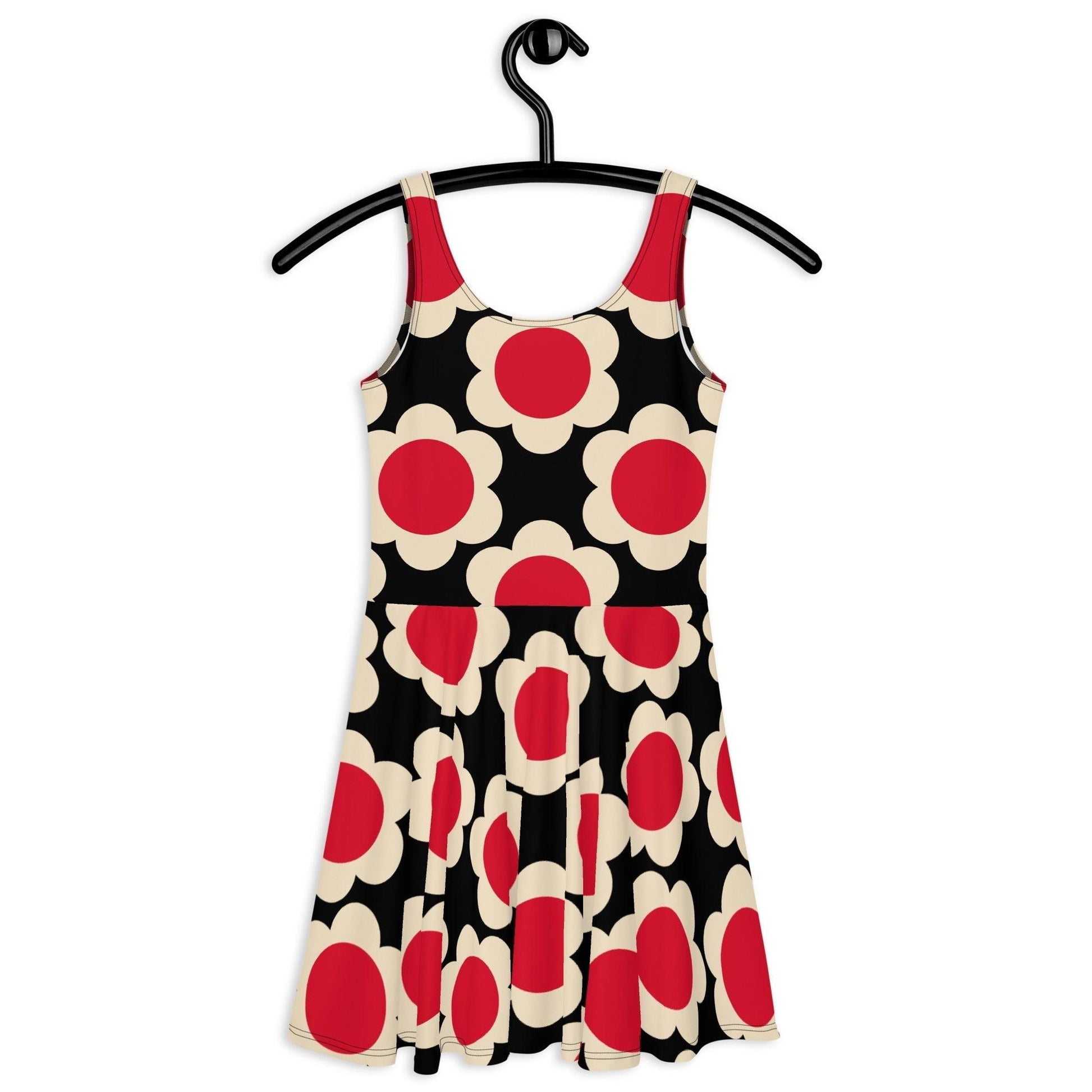 Skater Dress - ELLIE red black - Classic Flower Print