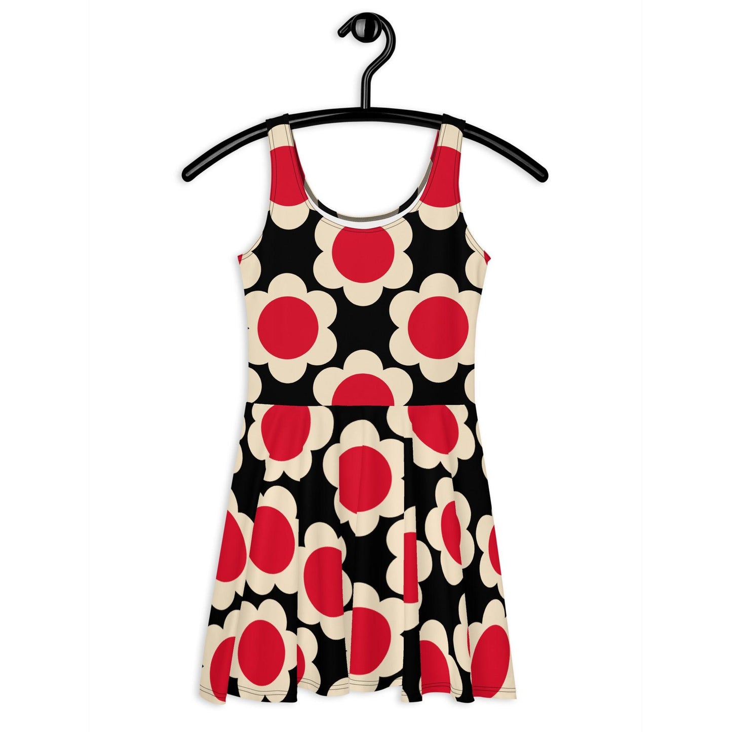 Skater Dress - ELLIE red black - Classic Flower Print